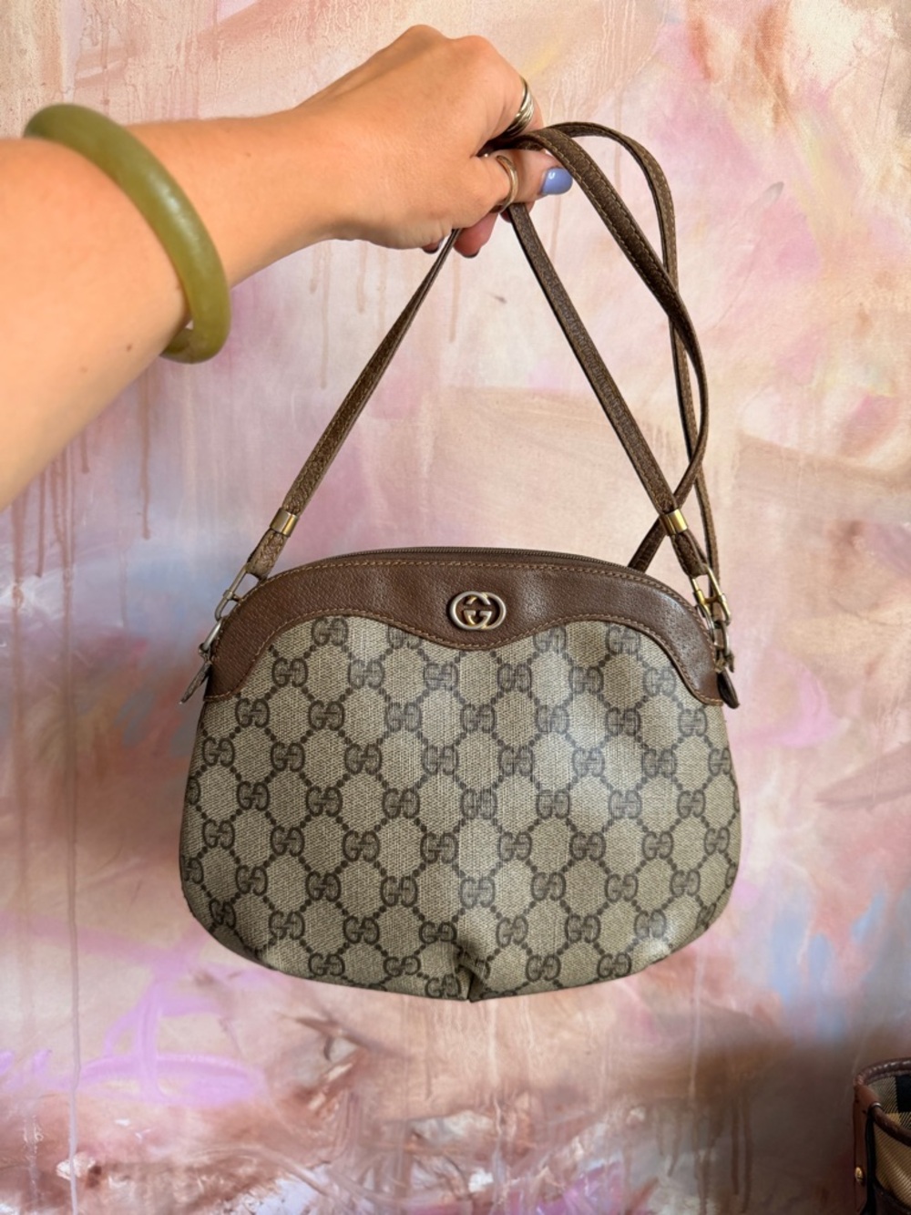 Gucci Beige and Brown GG Supreme Shoulder Bag